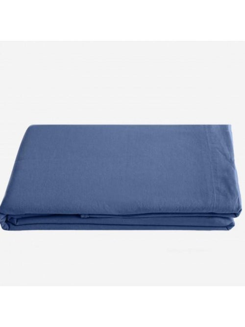 Drap plat Palace pur coton teint lavé, 63 fils/cm² Vent du sud - Palace Indigo - 240 x 290 cm pour l - Kiabi