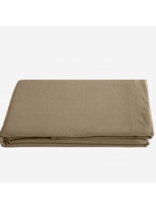 Drap plat Palace pur coton teint lavé, 63 fils/cm² Vent du sud - Palace Tabac - 270 x 290 cm pour li