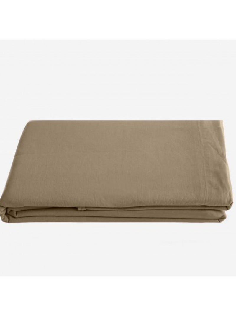 Drap plat Palace pur coton teint lavé, 63 fils/cm² Vent du sud - Palace Tabac - 270 x 290 cm pour li Marron - Kiabi