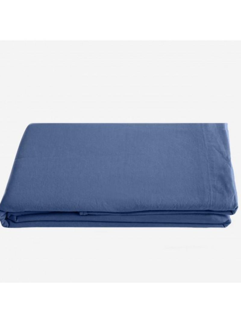 Drap plat Palace pur coton teint lavé, 63 fils/cm² Vent du sud Bleu - Kiabi