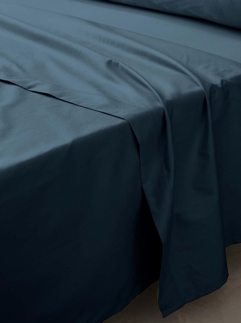 Drap plat – Percale de coton 78 fils - Uni Percaline Bleu - Kiabi