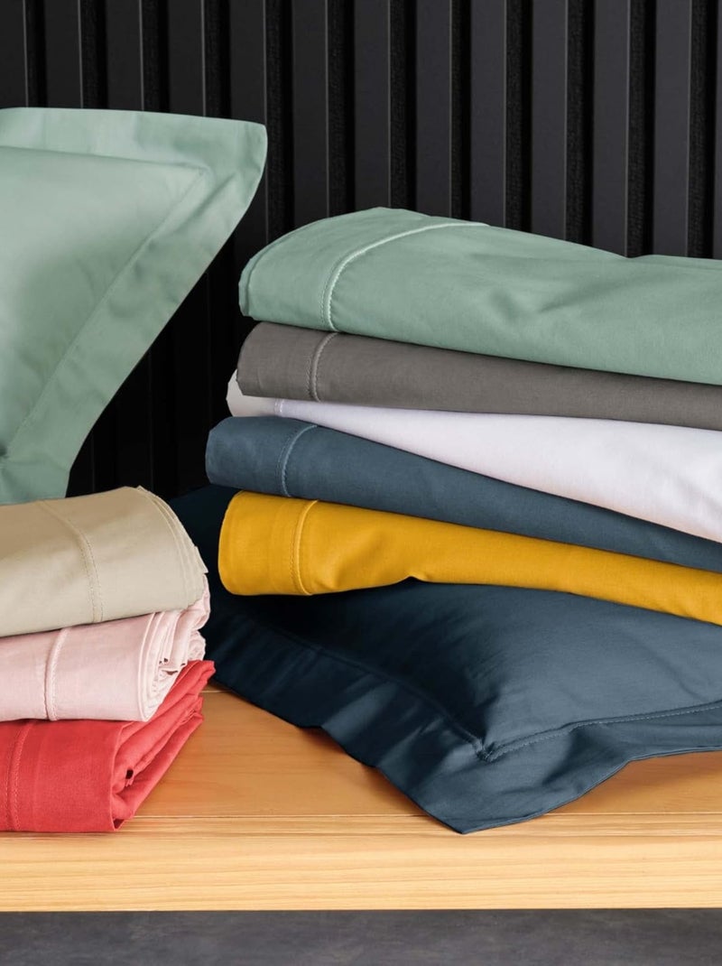 Drap plat – Percale de coton 78 fils - Uni Percaline gris anthracite - Kiabi