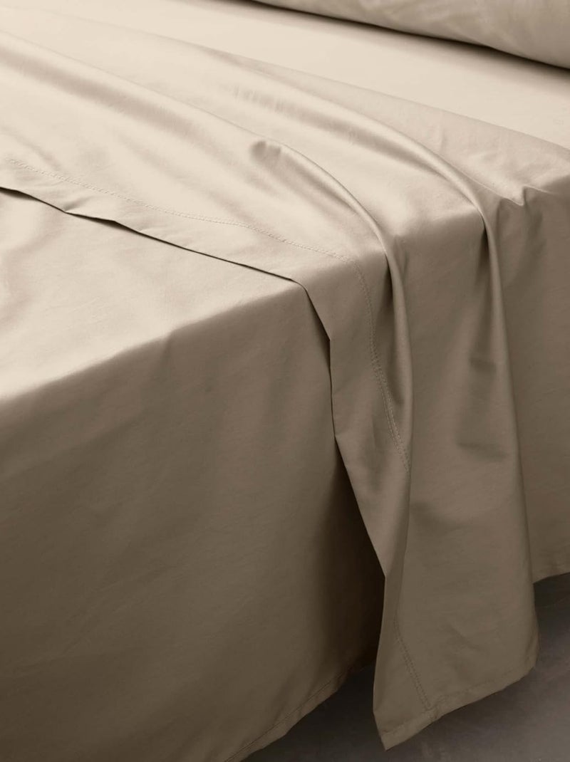 Drap Plat Percale de Coton 78fils LIA PROMO LINGE Beige - Kiabi