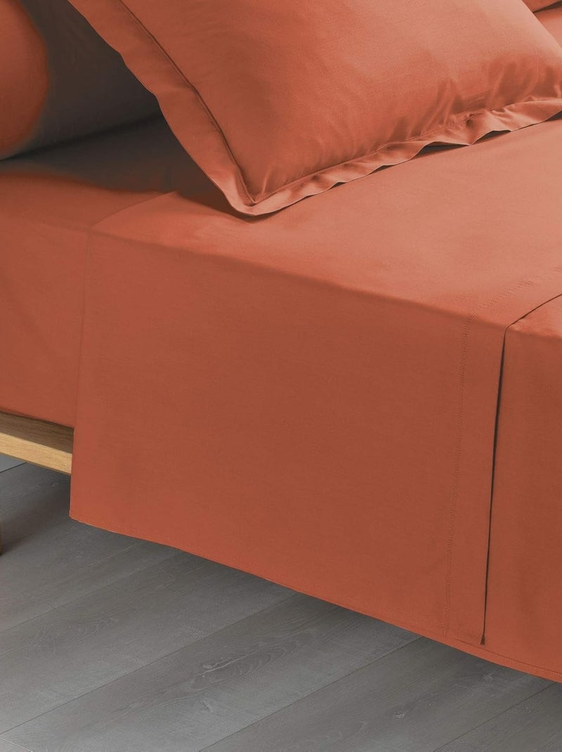 Drap Plat Percale de Coton 78fils LIA PROMO LINGE Terracotta - Kiabi