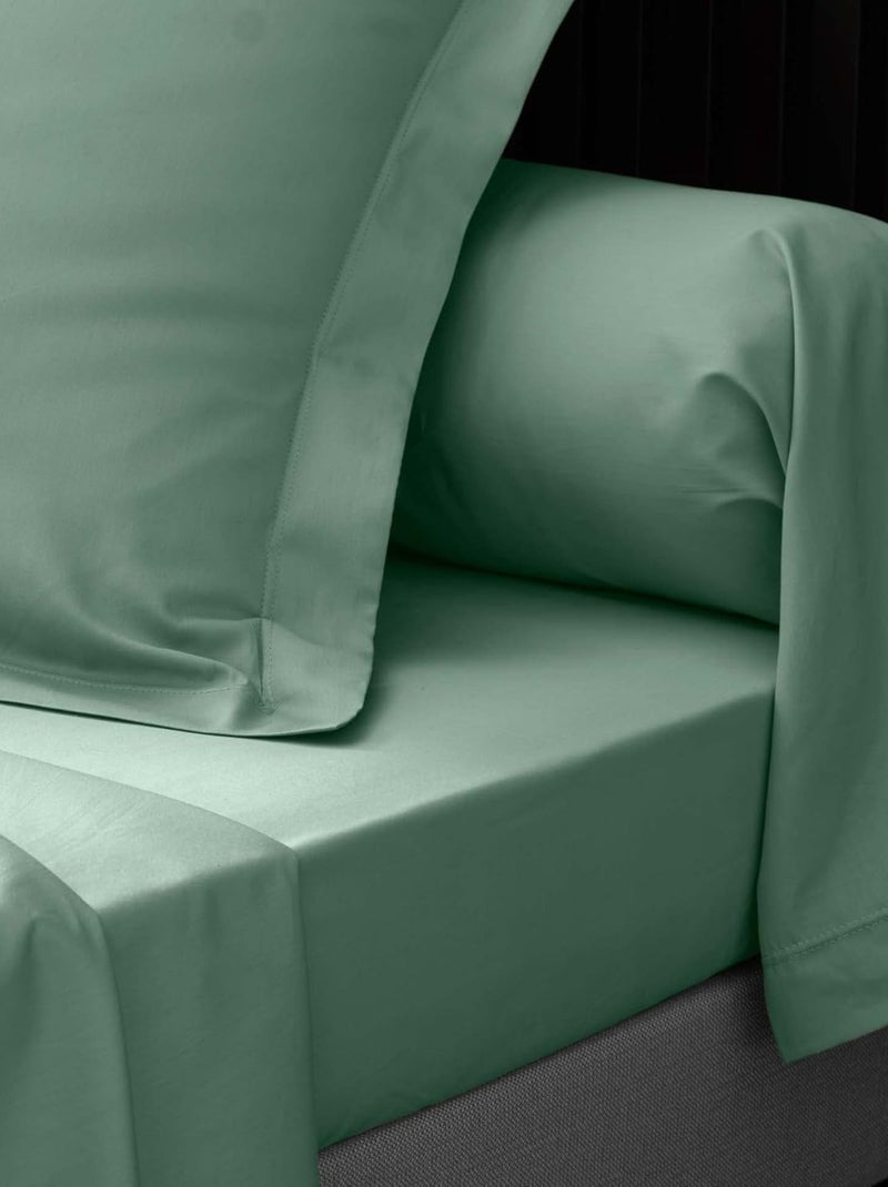 Drap Plat Percale de Coton 78fils LIA PROMO LINGE Vert - Kiabi