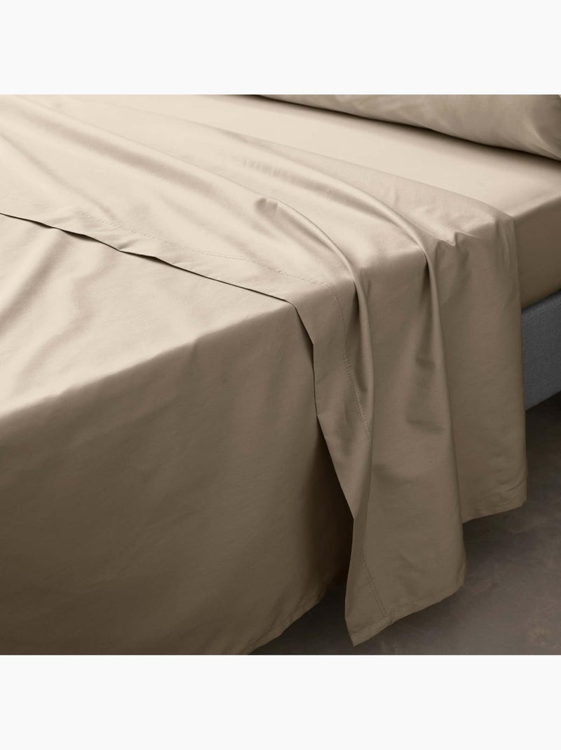 Drap Plat Percale de Coton 78fils PERCALINE Douceur d'Intérieur Beige sable - Kiabi