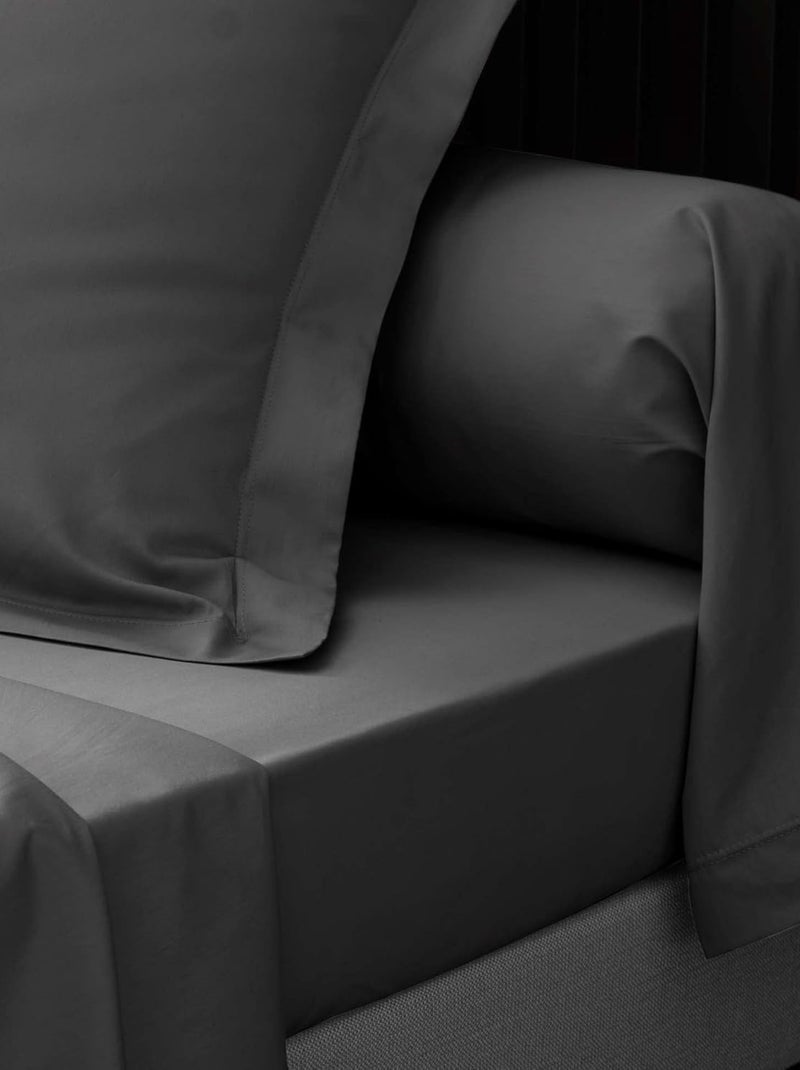 Drap Plat Percale de Coton 78fils PERCALINE Douceur d'Intérieur gris anthracite - Kiabi