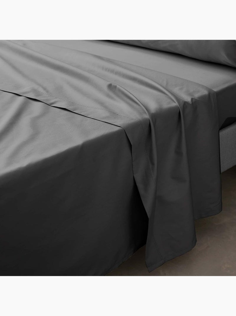 Drap Plat Percale de Coton 78fils PERCALINE Douceur d'Intérieur Gris Gris anthracite - Kiabi