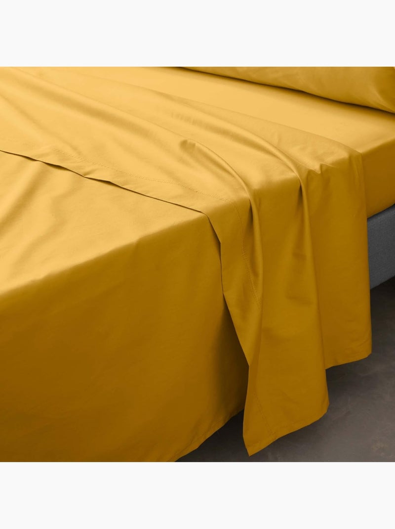 Drap Plat Percale de Coton 78fils PERCALINE Douceur d'Intérieur Jaune foncé - Kiabi