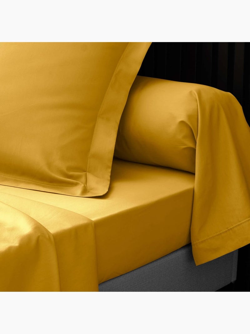 Drap Plat Percale de Coton 78fils PERCALINE Douceur d'Intérieur Jaune foncé - Kiabi
