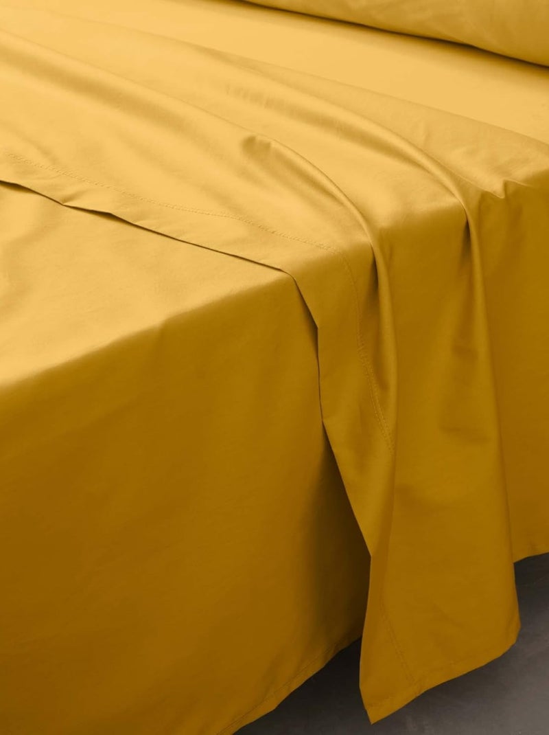 Drap Plat Percale de Coton 78fils PERCALINE Douceur d'Intérieur Jaune - Kiabi