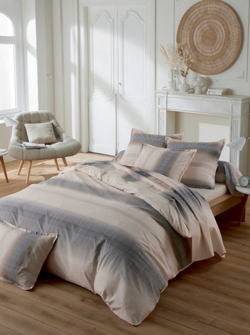Drap plat percale de coton dégradé rayé - Kiabi