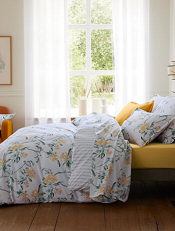 Drap plat percale de coton floral