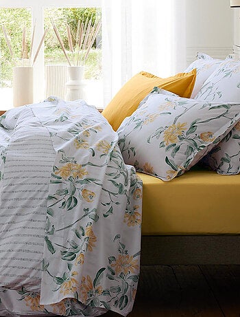 Drap plat percale de coton floral