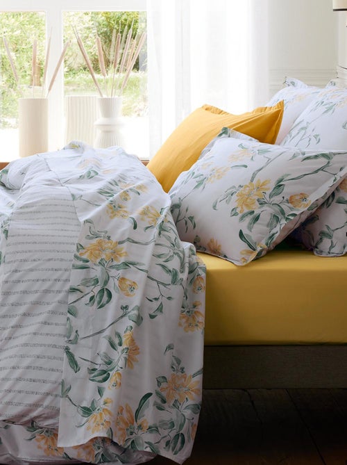 Drap plat percale de coton floral - Kiabi