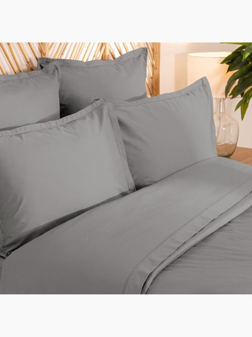 Drap plat percale gris 240x290cm - Kiabi