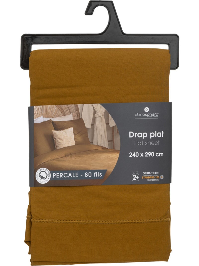 Drap plat percale mordoré 180x290cm Bronze - Kiabi