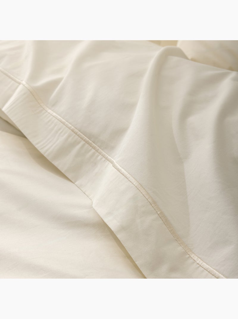Drap Plat Percale – Pur Coton Peigné Longues Fibres 80 Fils/cm² Ivoire - Kiabi