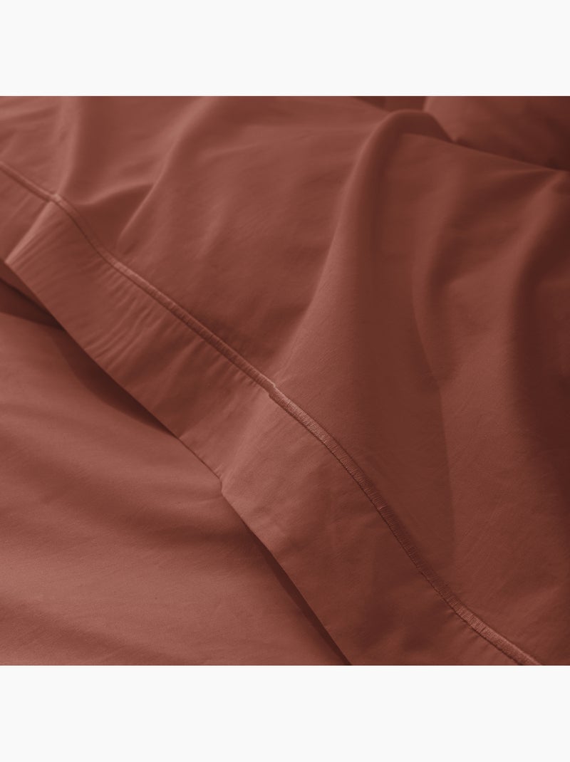 Drap Plat Percale – Pur Coton Peigné Longues Fibres 80 Fils/cm² Terracotta - Kiabi