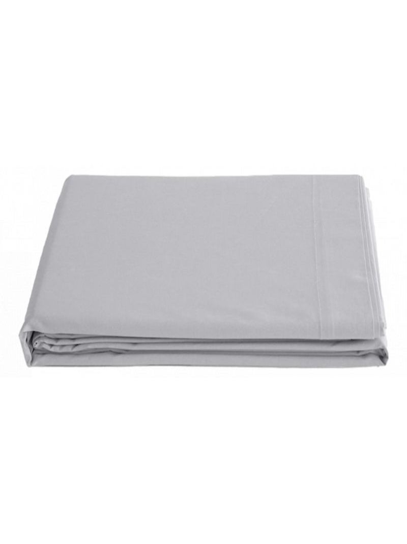 Drap plat percale pur coton peigné longues fibres 80 fils/cm² Vent du sud - Perle - 240 x 300 cm pou Gris - Kiabi