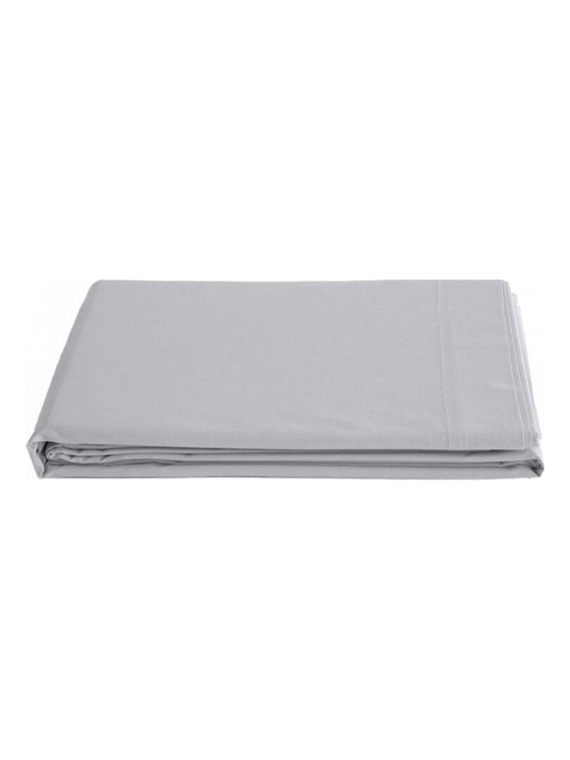 Drap plat percale pur coton peigné longues fibres 80 fils/cm² Vent du sud Gris - Kiabi