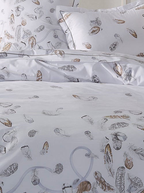 Drap plat percale pur coton PLUMES - Kiabi