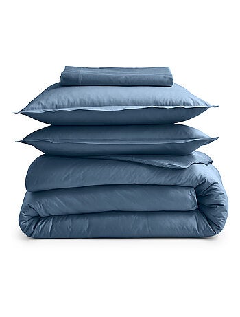 Drap plat piqué uni en percale de coton