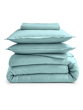 Drap plat piqué uni en percale de coton