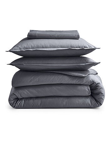 Drap plat piqué uni en percale de coton