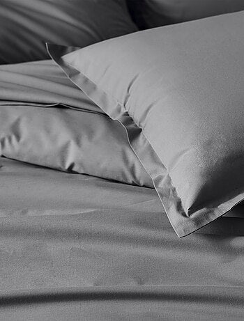 Drap plat piqué uni en percale de coton