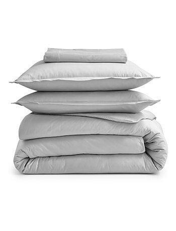 Drap plat piqué uni en percale de coton