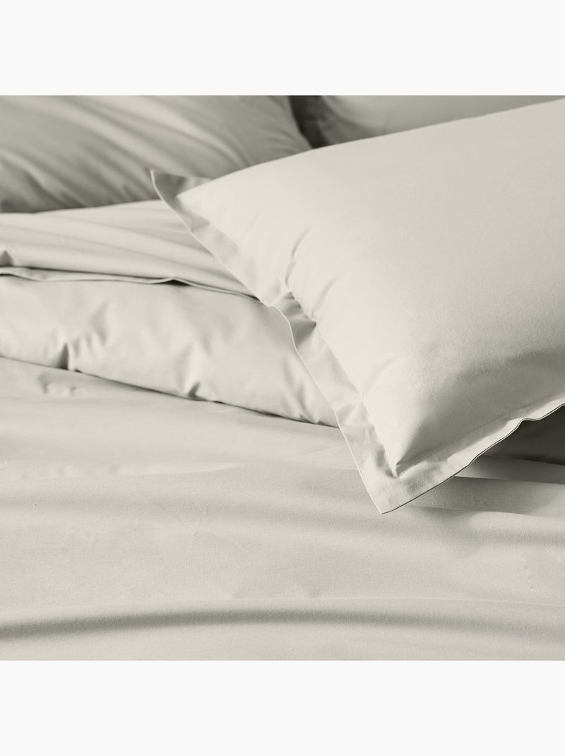 Drap plat piqué uni en percale de coton Gris clair - Kiabi