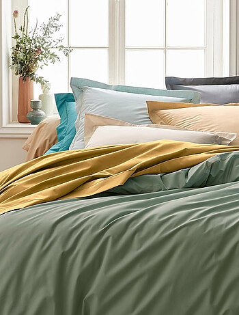 Drap plat piqué uni en percale de coton