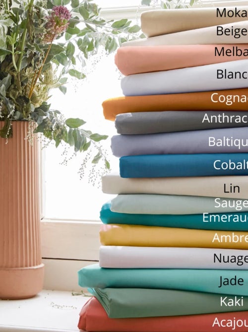 Drap plat piqué uni en percale de coton - Kiabi