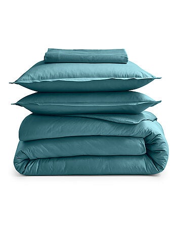 Drap plat piqué uni en percale de coton