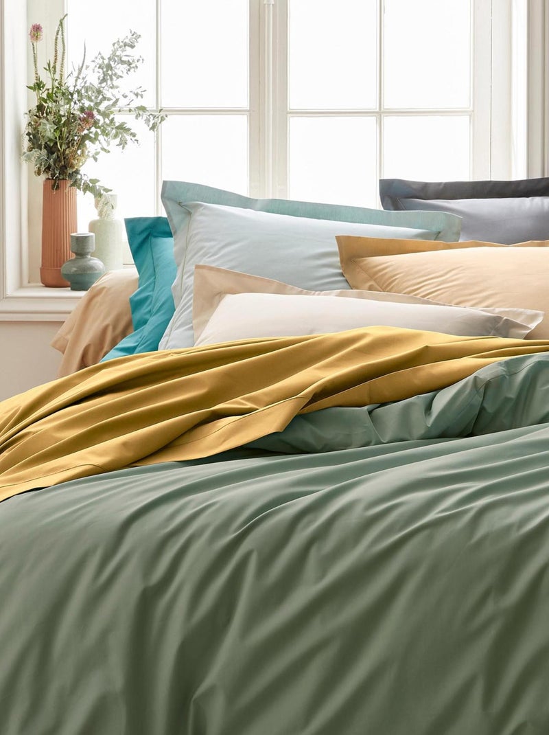 Drap plat piqué uni en percale de coton Vert olive - Kiabi