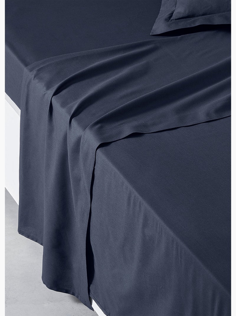 Drap plat pour lit 2 personnes uni ESSENTIAL Bleu marine - Kiabi