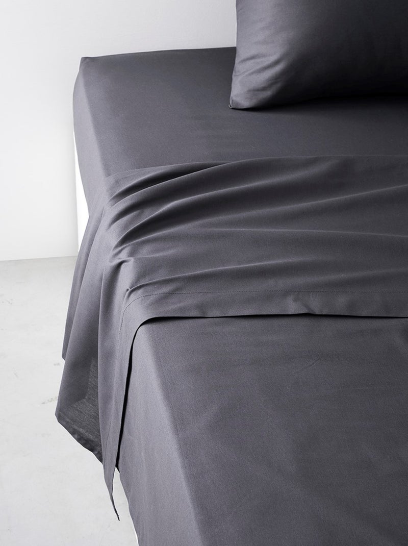 Drap plat pour lit 2 personnes uni ESSENTIAL gris anthracite - Kiabi