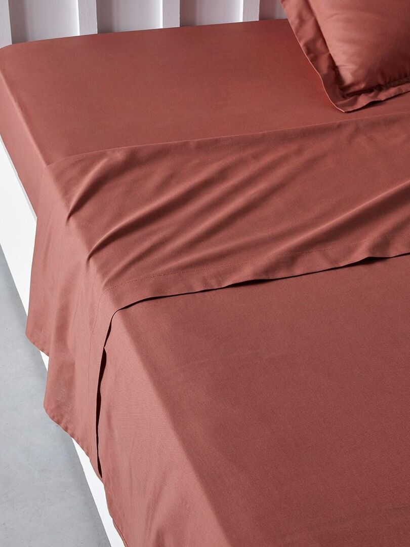 Drap plat pour lit 2 personnes uni en coton gris 240 x 300 ESSENTIAL