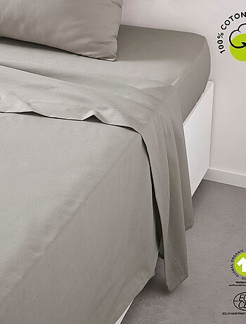 Drap plat pour lit 2 personnes uni ORGANIC