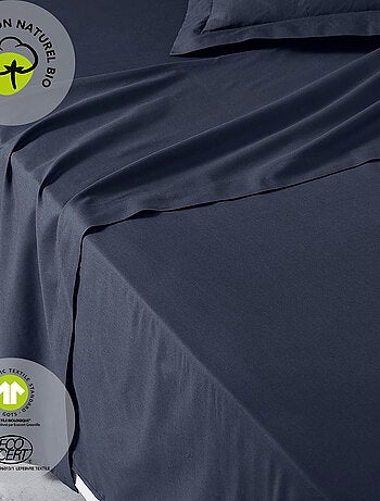Drap plat pour lit 2 personnes uni ORGANIC