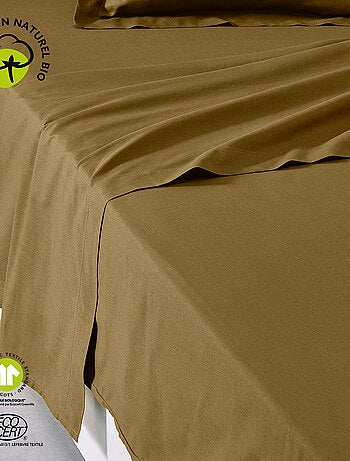 Drap plat pour lit 2 personnes uni ORGANIC