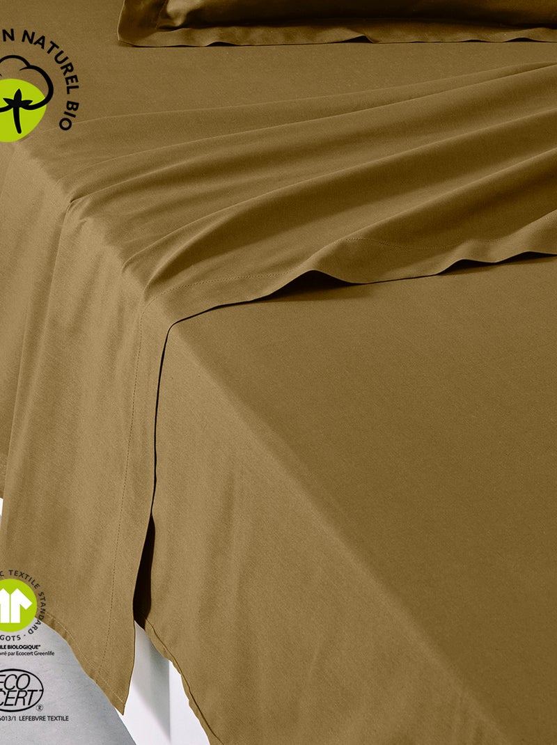 Drap plat pour lit 2 personnes uni ORGANIC Bronze - Kiabi