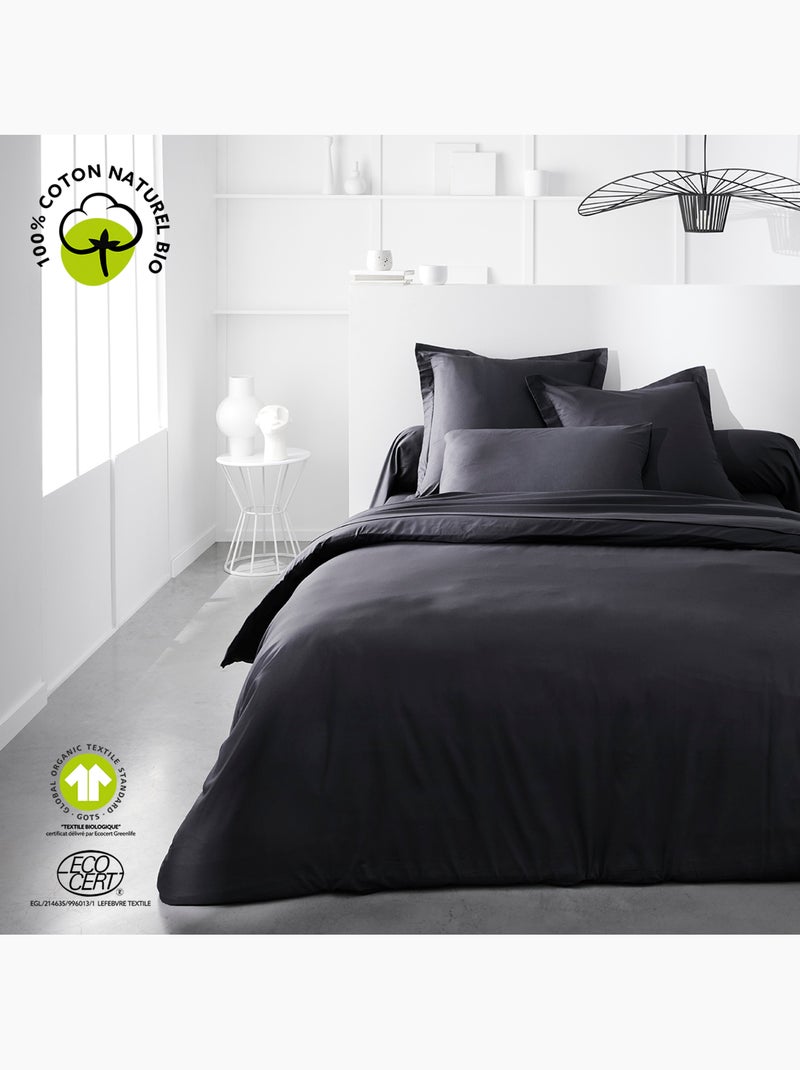 Drap plat pour lit 2 personnes uni ORGANIC gris anthracite - Kiabi