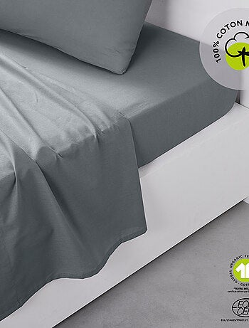Drap plat pour lit 2 personnes uni ORGANIC