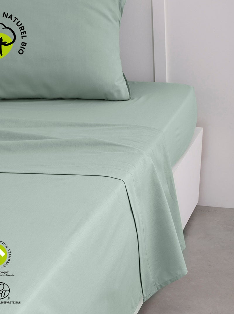Drap plat pour lit 2 personnes uni ORGANIC Vert - Kiabi