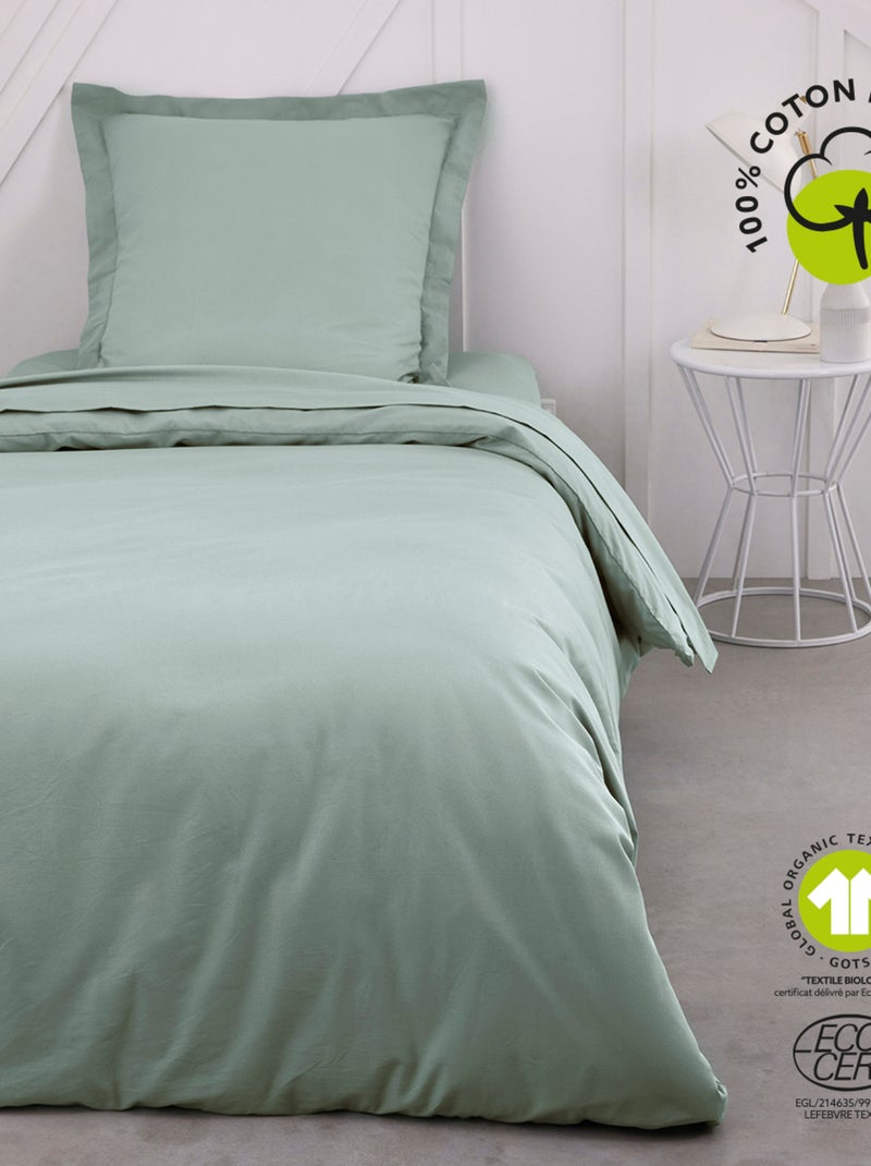 Drap plat pour lit 2 personnes uni ORGANIC Vert - Kiabi