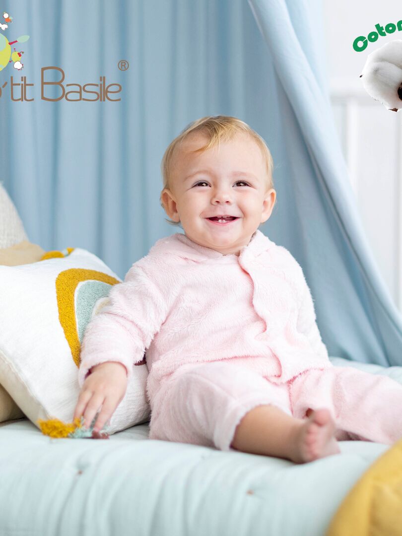 Drap plat pour lit bébé 100% coton Bio - 'P'tit Basile' Beige argile - Kiabi