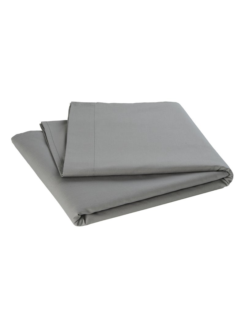 Drap plat pour lit bébé 100% coton Bio - 'P'tit Basile' Gris foncé - Kiabi