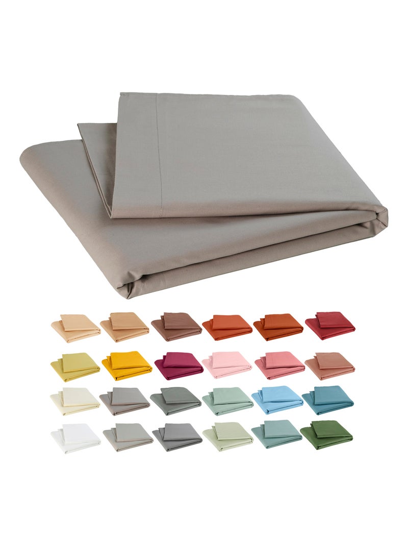 Drap plat pour lit bébé 100% coton Bio - 'P'tit Basile' Gris taupe - Kiabi